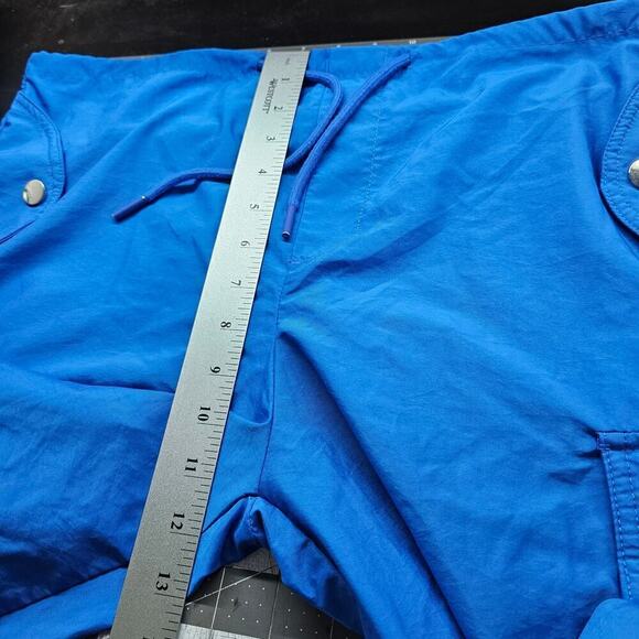 Parachute Pants Womens Size Large Blue Wide Leg Cargo Stretch Drawstring Workout - Picture 11 of 11